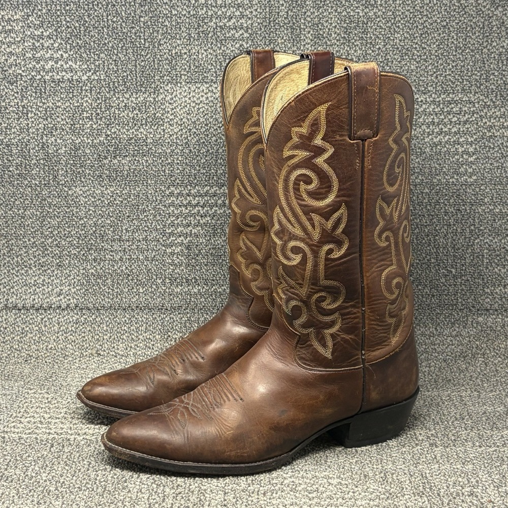 Justin 2253 Cowboy Boots Mens Size 12 D Brown Buck Bay Apache Western Made USA